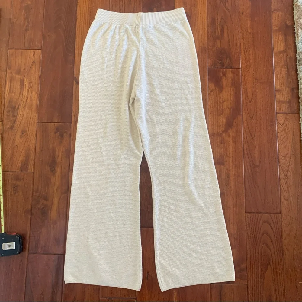 LILLUSORY Cream Knit 2 Piece Lounge Set Size M Henley Top Pants Oversize Slouchy